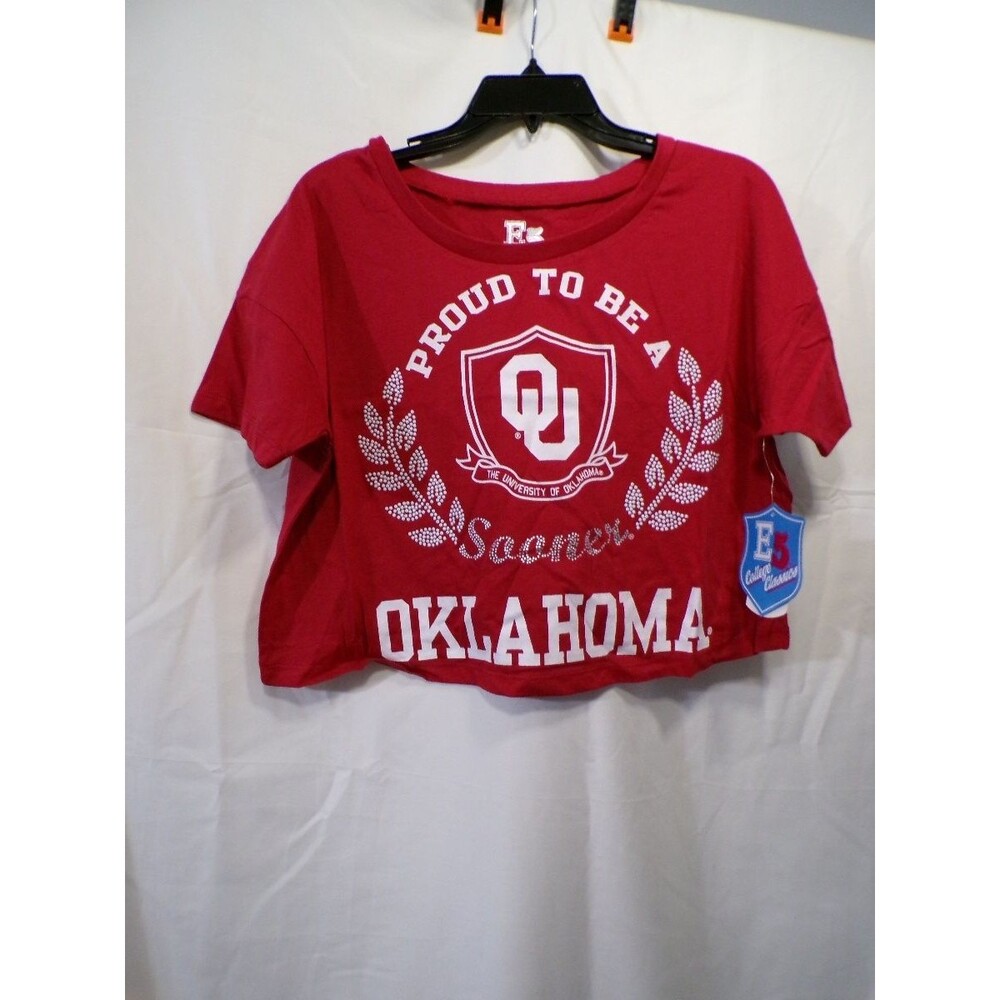 E5 College Classics Women's Crop T-Shirt Small Oklahoma Sooners Red